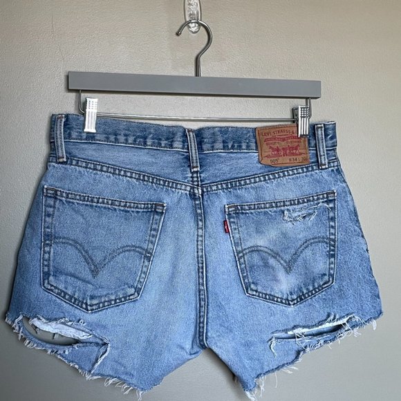 Levi's Pants - Levi's 505 high waisted jean cutoffs denim shorts distressed size 32